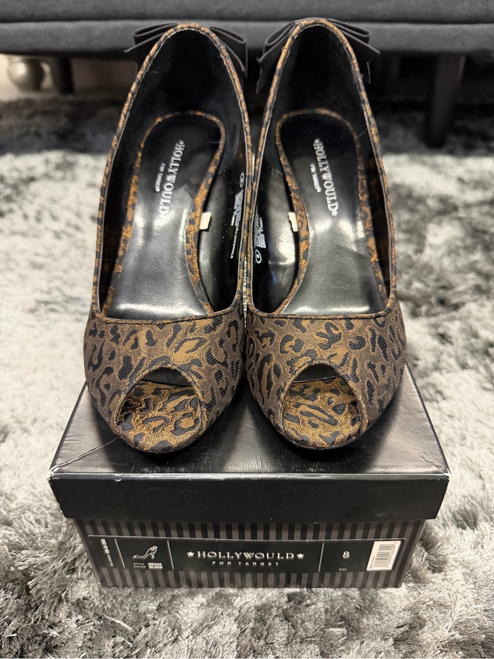 Brown Leopard Print Peep-Toe Heels